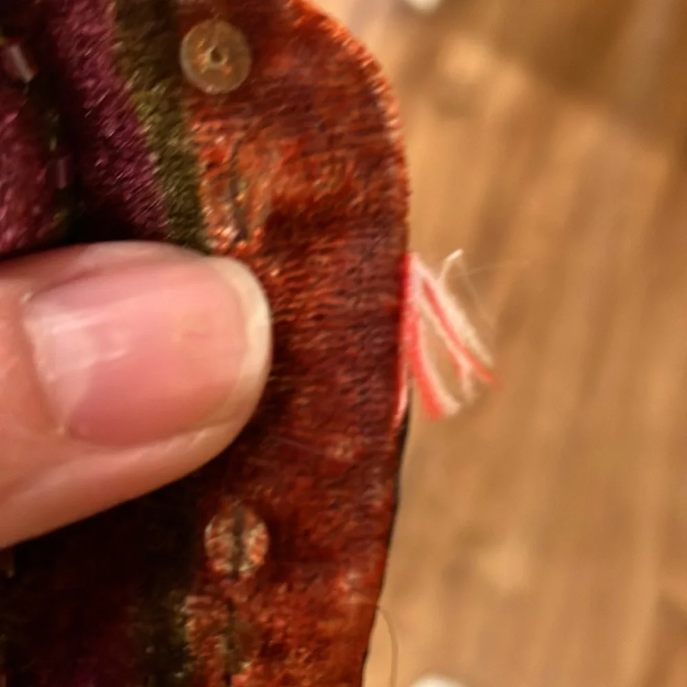 Striped Velvet Scarf with Sequins brown red